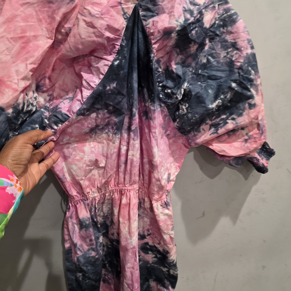 Pink and Black Tie-Dye Mini Dress